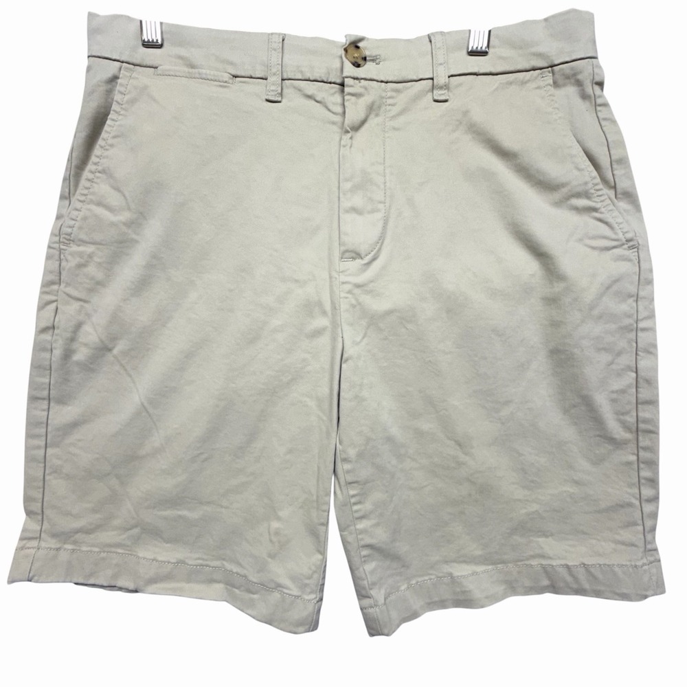 Tommy Hilfiger Mens Khaki Chino Shorts Beige Casual Flat Front Classic Size 32